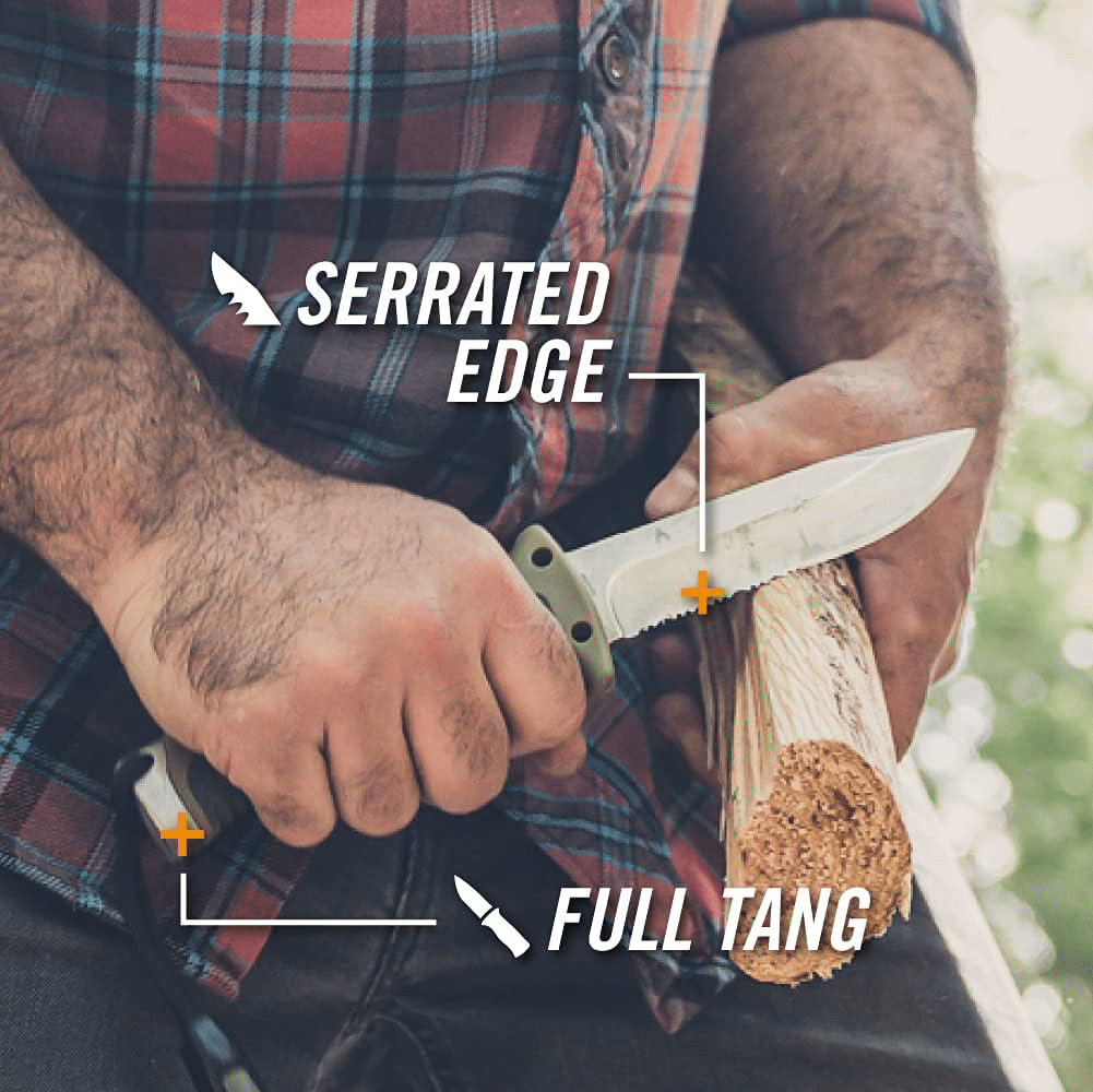 Survival Knife: Serrated Edge + Full Tang